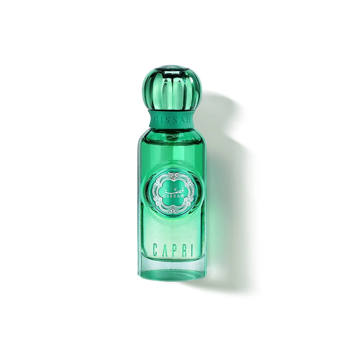 Gissah Capri Eau De Parfum 15ml on white background, luxury fresh woody mini perfume UK