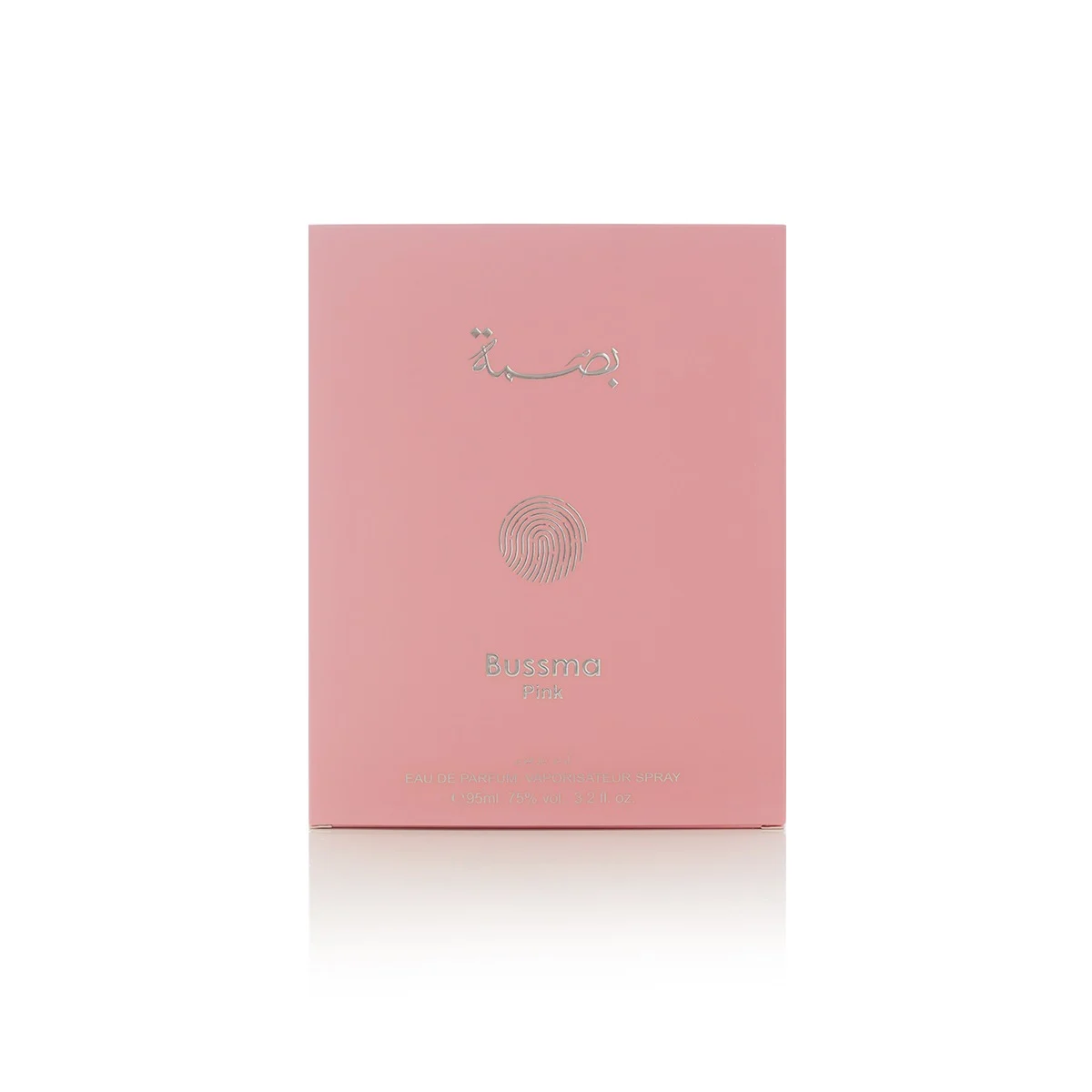 Front view of Arabian Oud Bussma Pink perfume box, premium Middle Eastern fragrance UK