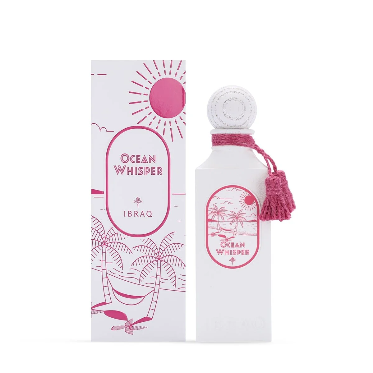 Ocean Whisper by Ibraheem Al Qurashi 100ml Eau de Parfum bottle displayed in front of its luxury box.