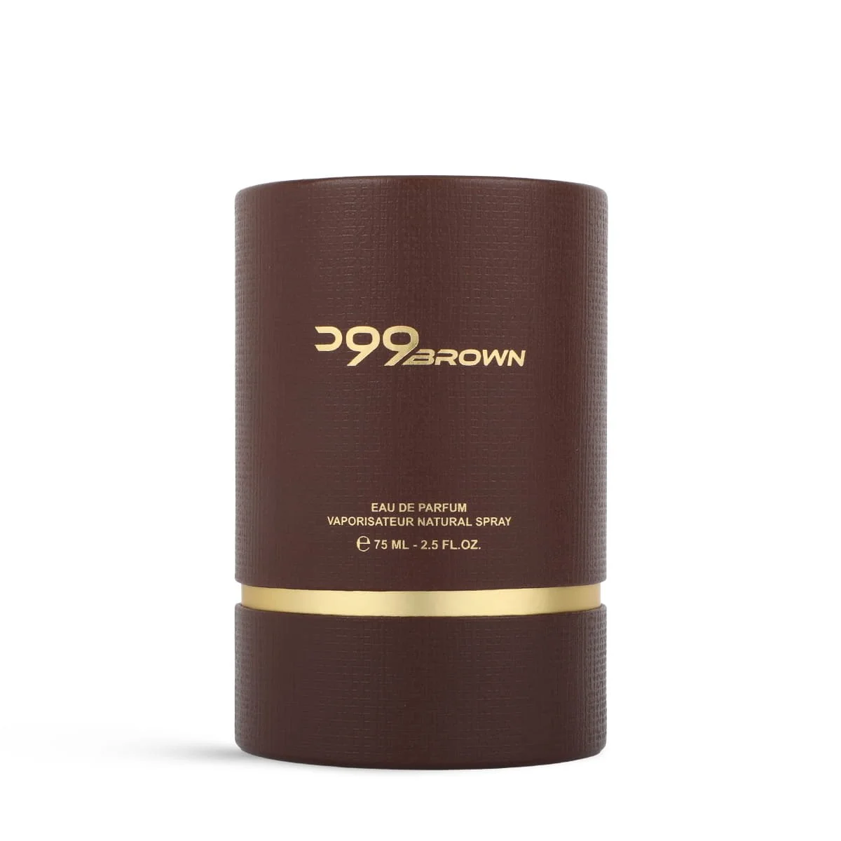 Front view of Al Majed Oud Wood Brown perfume box, premium packaging UK