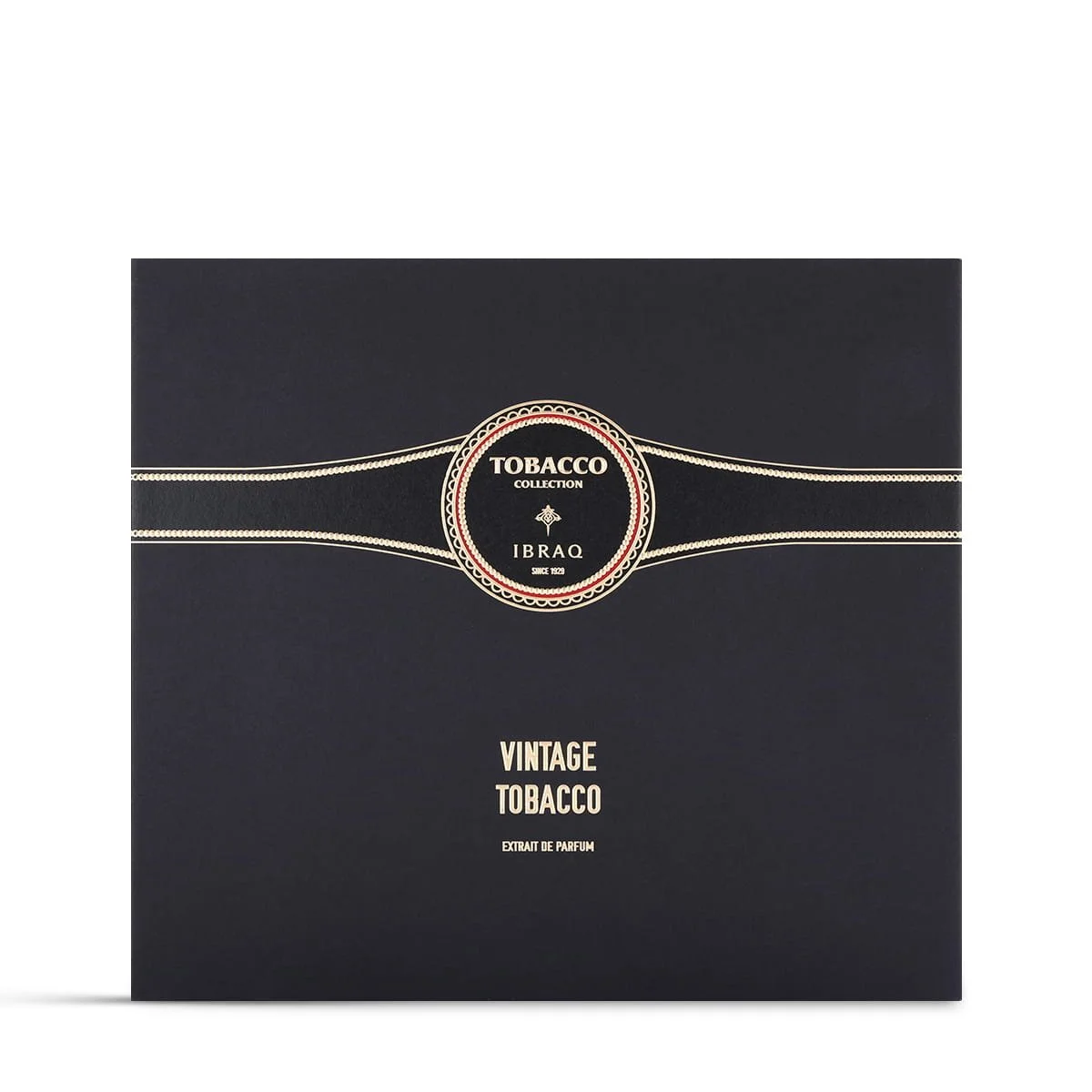 Front view of IBRAQ Vintage Tobacco collection box, premium packaging UK