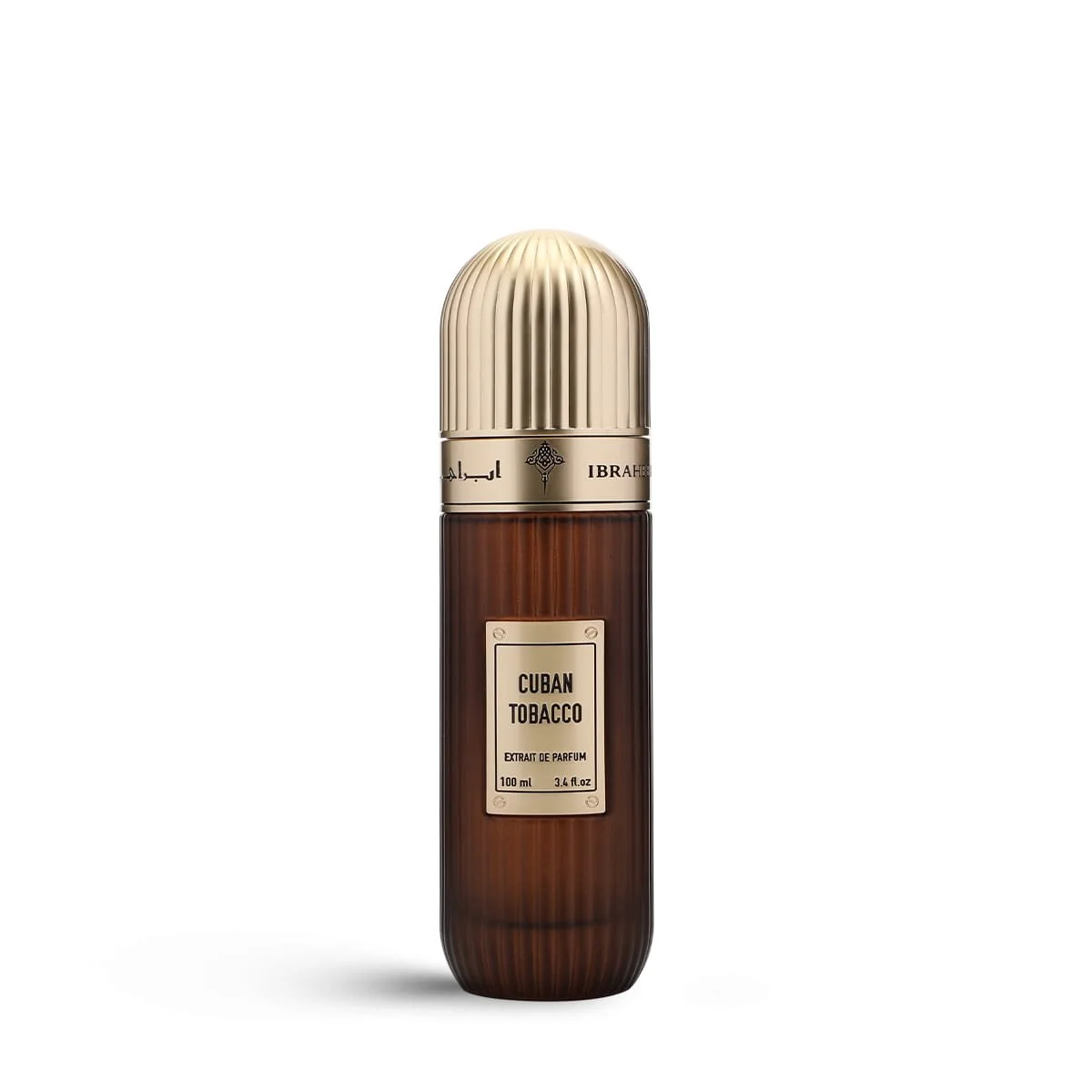 IBRAQ Cuban Tobacco extrait de parfum 100ml on white background, luxury tobacco fragrance UK