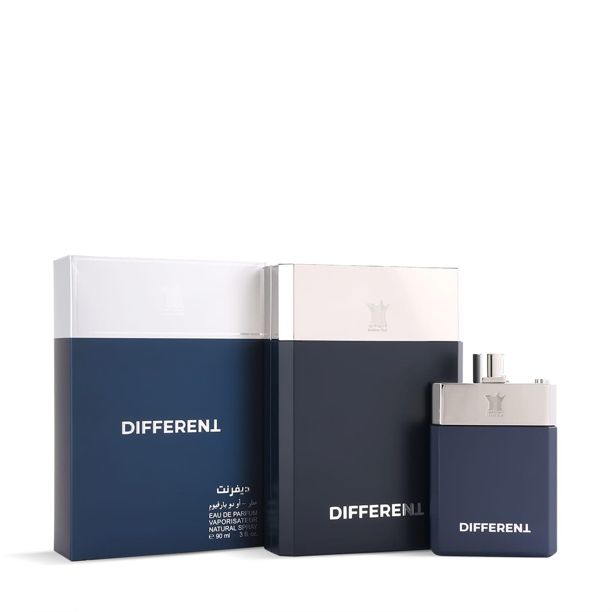 Arabian Oud Different Eau De Parfum 90ml beside luxury presentation case and branded box UK