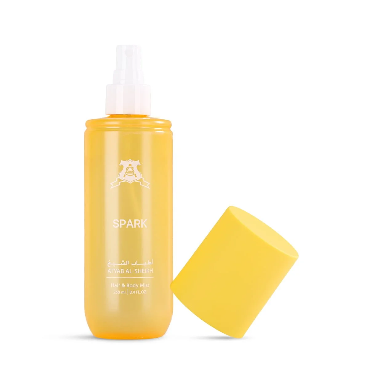 Atyab Al Sheekh Spark Hair & Body Perfume 250ml with lid open on white background UK