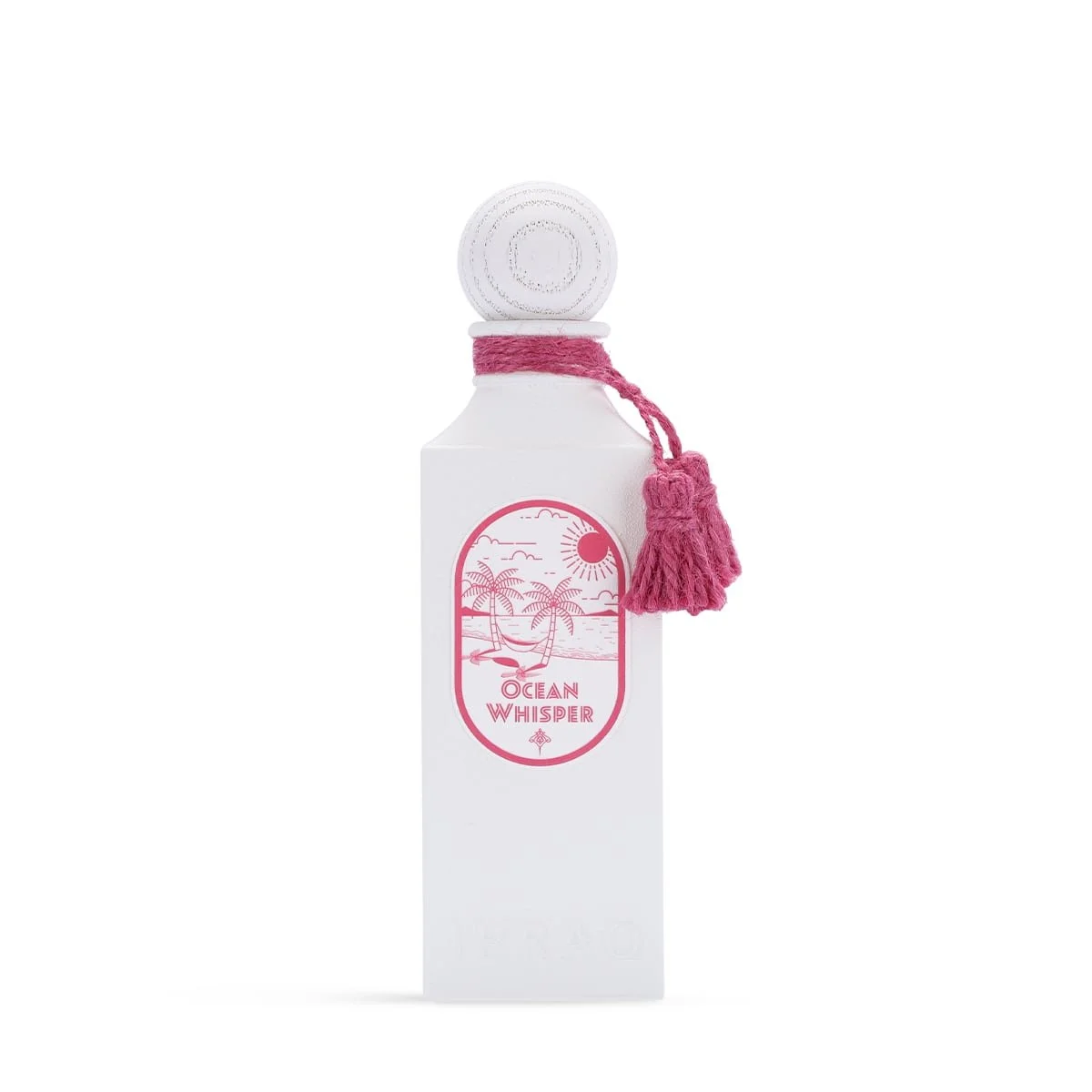 Ocean Whisper by Ibraheem Al Qurashi perfume bottle on white background showcasing elegant blue and gold design.