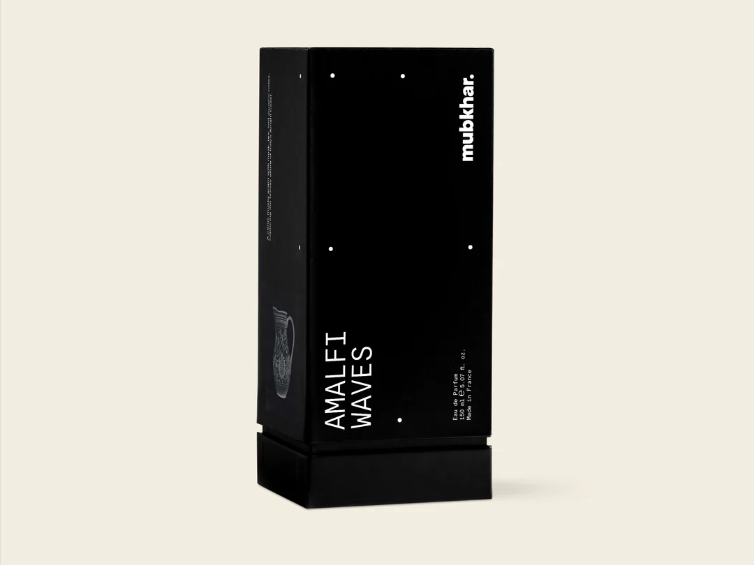 Front of Mubkhar Amalfi Waves Eau De Parfum 150ml box, premium fresh fragrance UK