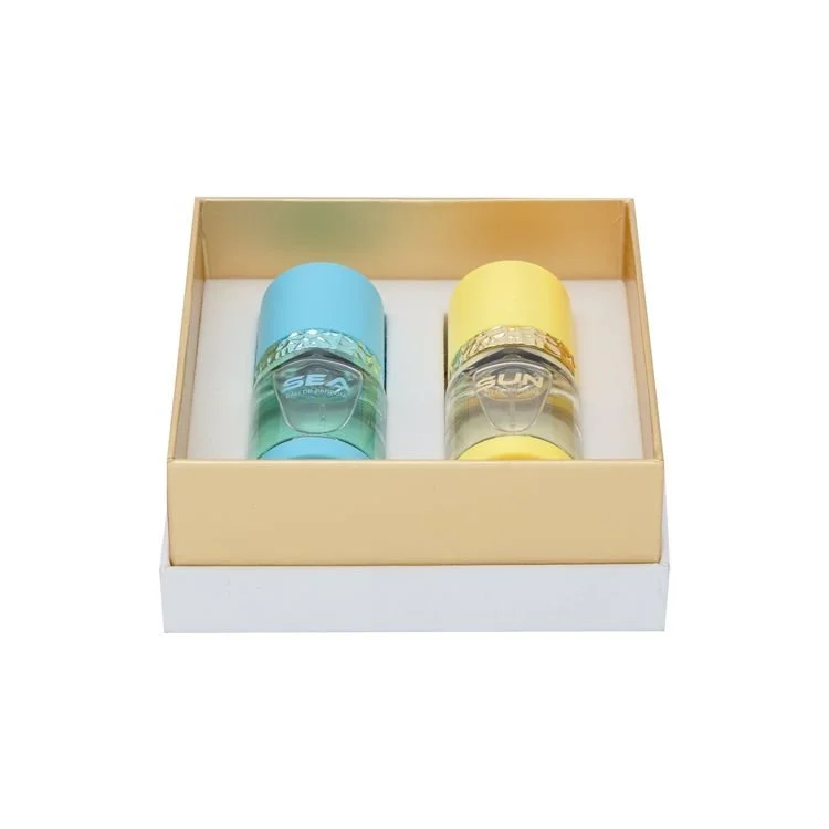 Al Majed Oud Sea and Sun summer set open box angled view showing both perfumes, luxury UK