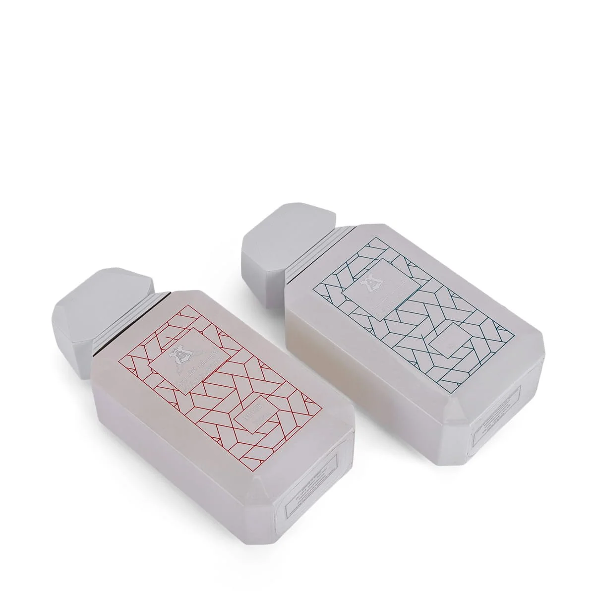 Top view of Atyab Al Sheekh Musk Collection perfumes on white background UK