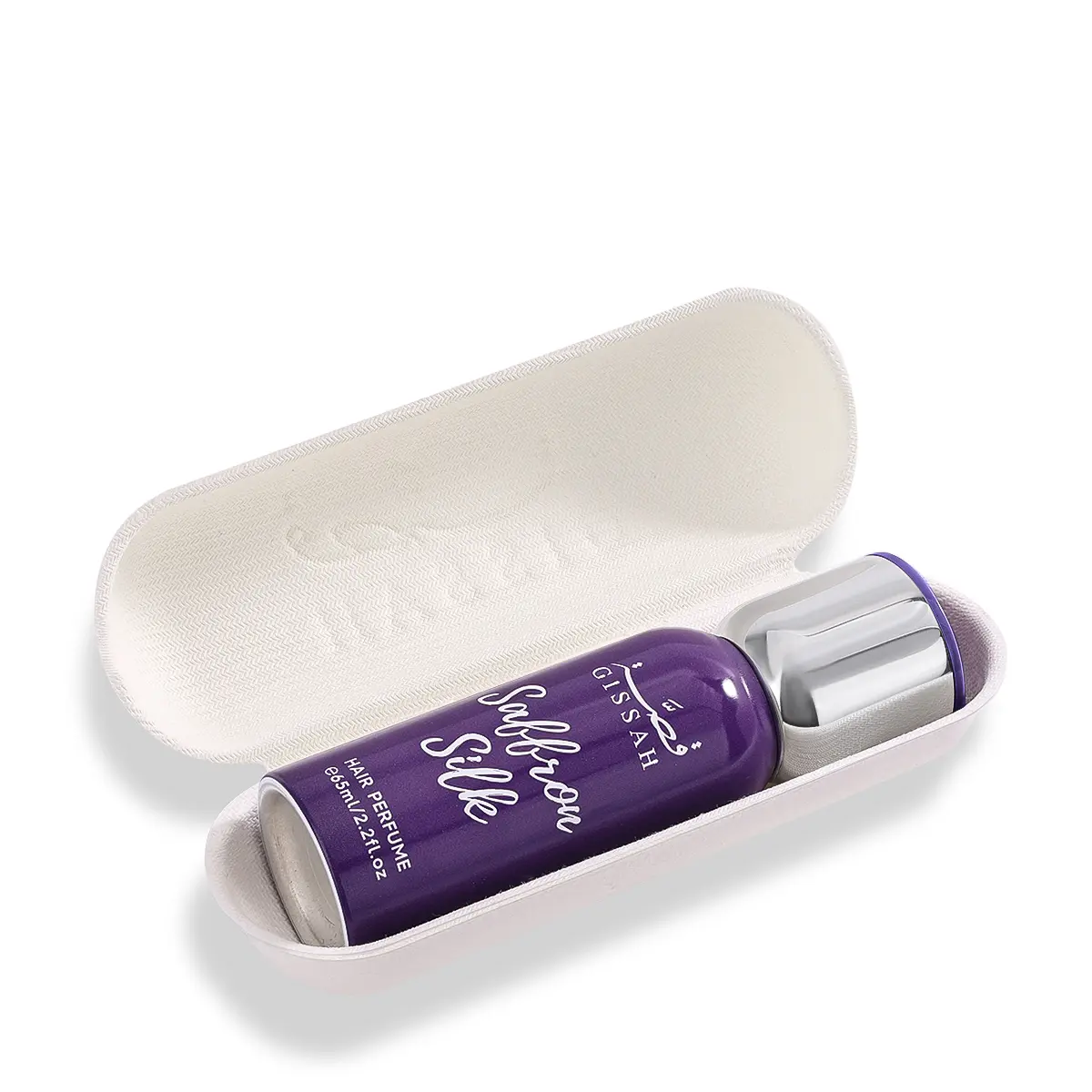 - Gissah Saffron Silk hair mist 65ml inside luxury case, warm spicy hair fragrance UK