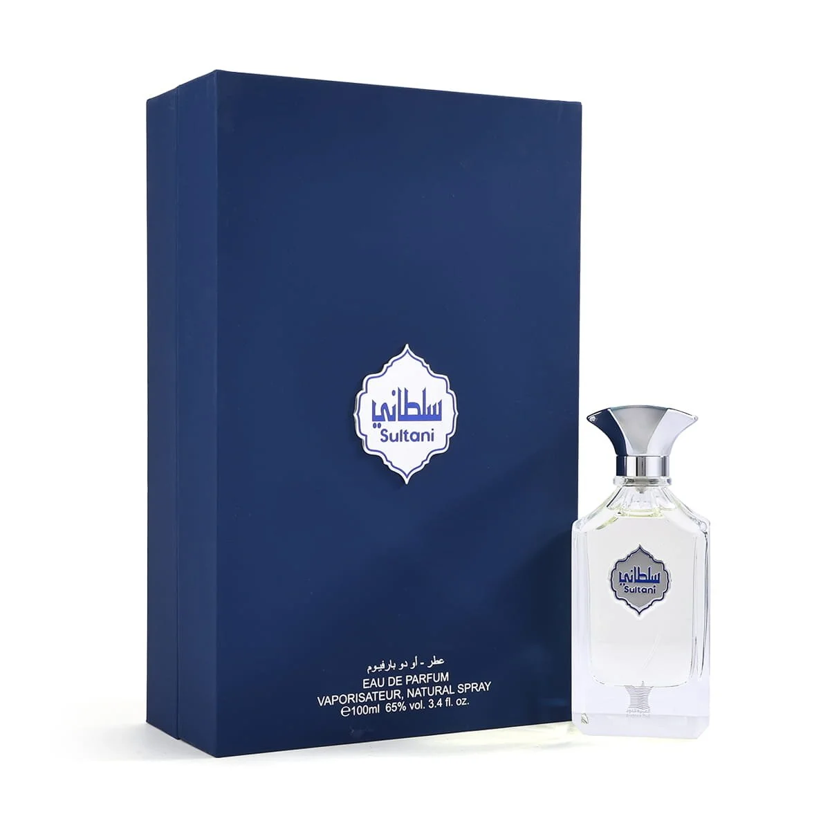 Arabian Oud Sultani 100ml perfume displayed next to luxury box, authentic Middle Eastern fragrance UK