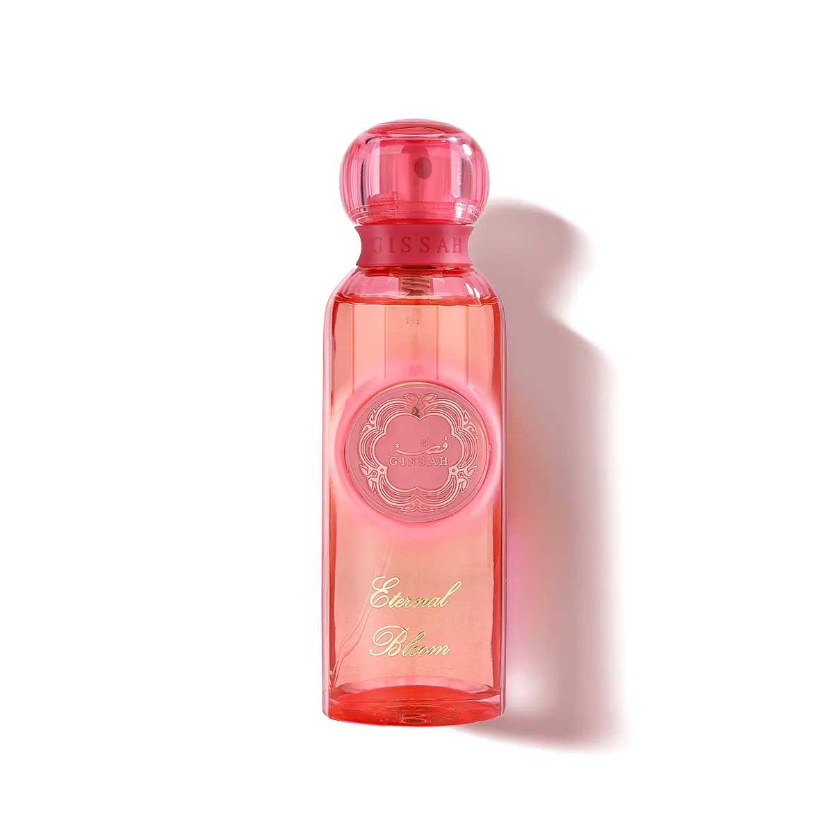 Gissah Eternal Bloom perfume 75ml on white background, luxury Arabian feminine fragrance UK