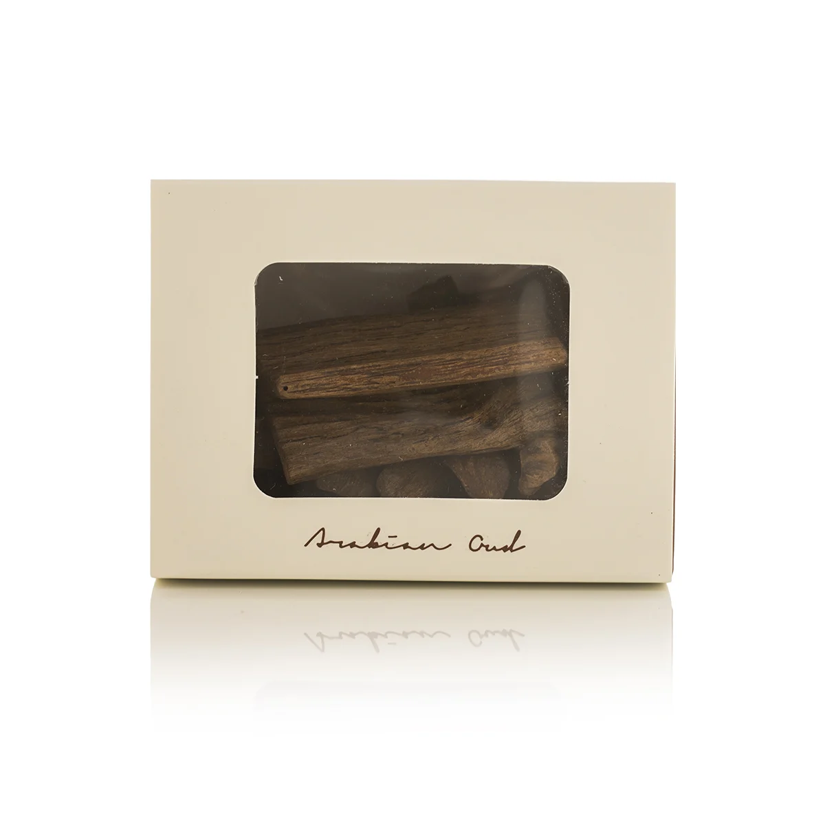 Front view of Arabian Oud Oud 1000 box, luxury oud chips UK