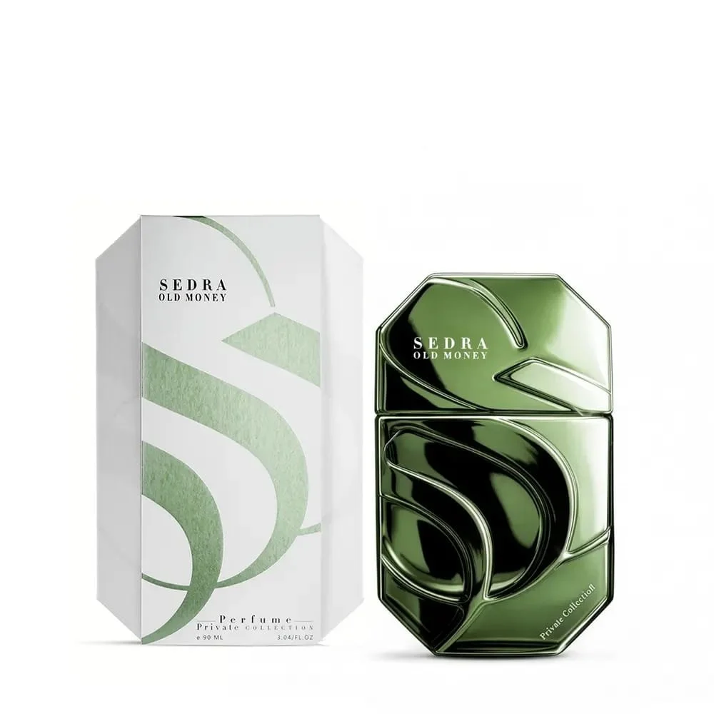 SEDRA OLD MONEY perfume 90ml next to luxury box, premium elegant fragrance UK