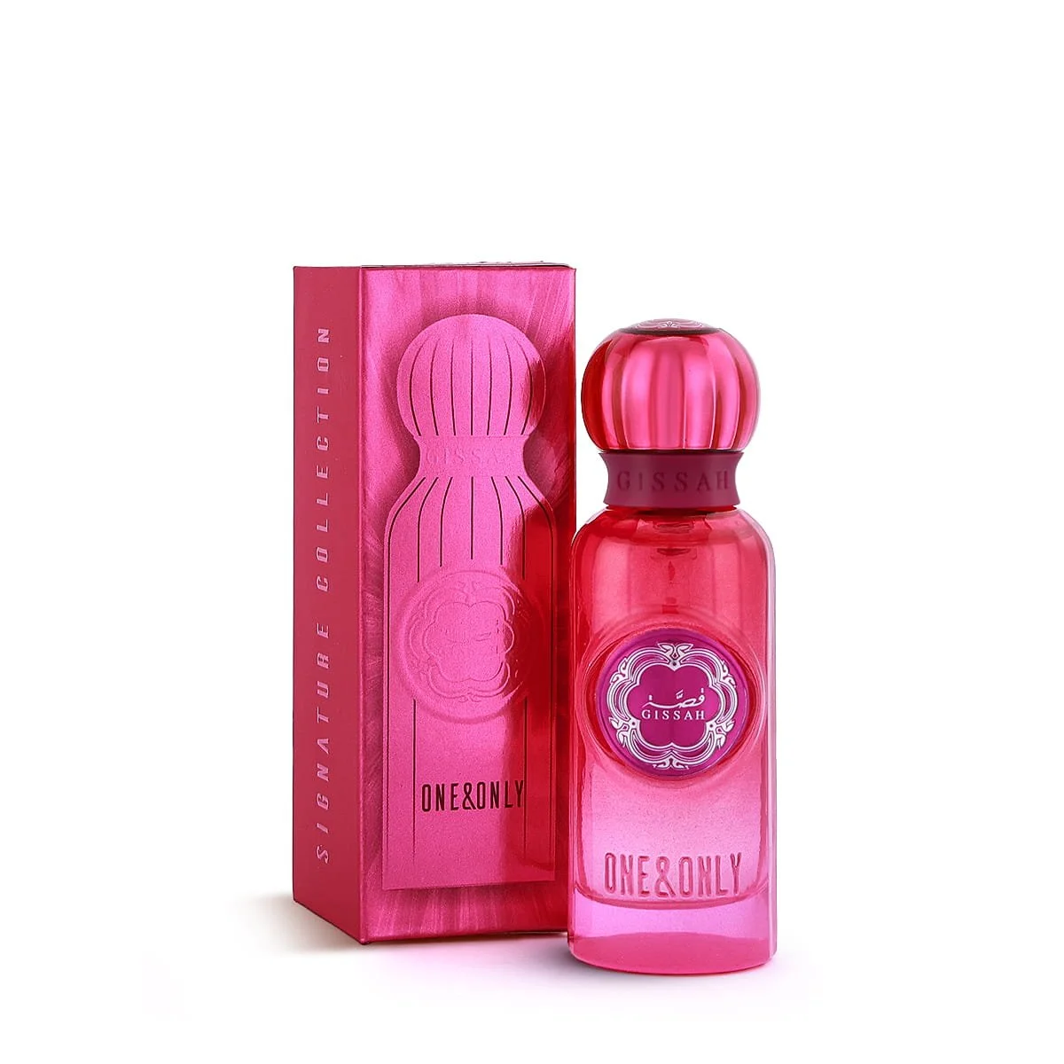 Gissah One & Only 15ml Eau de Parfum displayed beside its pink signature box – luxury Eid gift UK