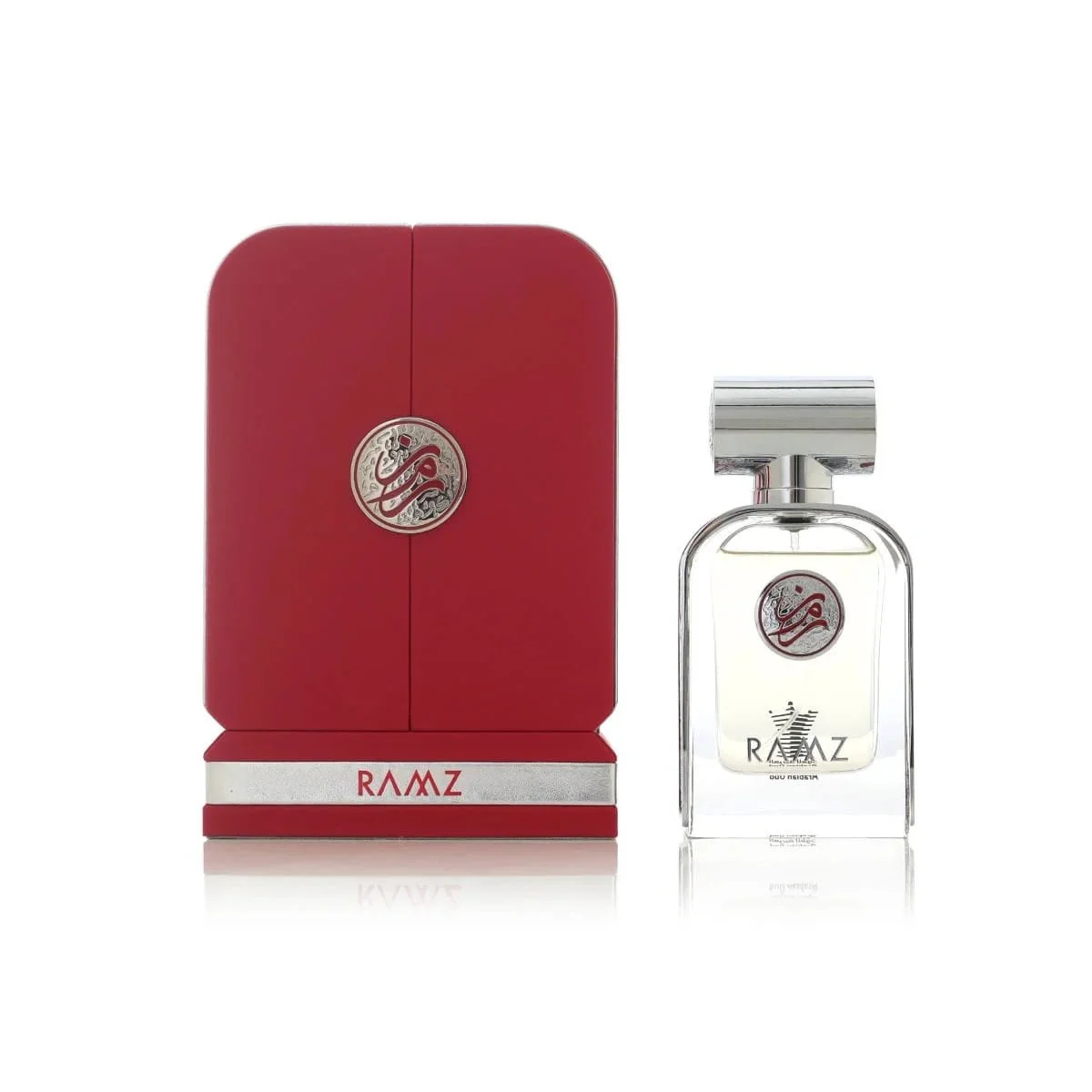 Arabian Oud Ramz Red 100ml perfume bottle displayed beside its box