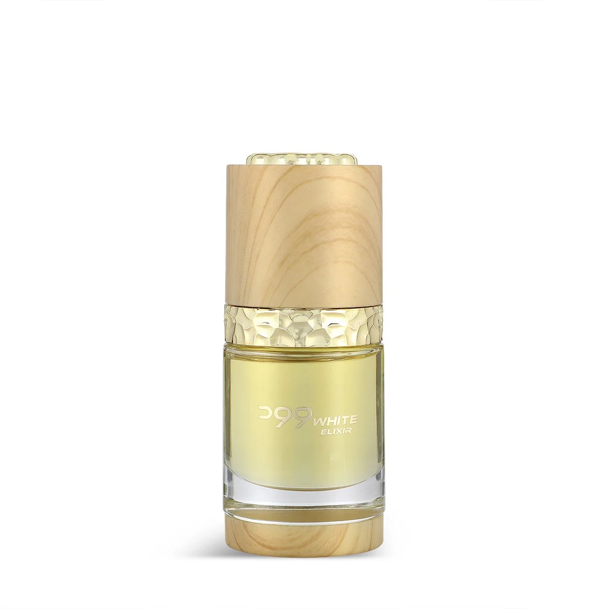 Al Majed Oud Dehn Wood White Elixir perfume oil 15ml on white background, fresh woody fragrance UK