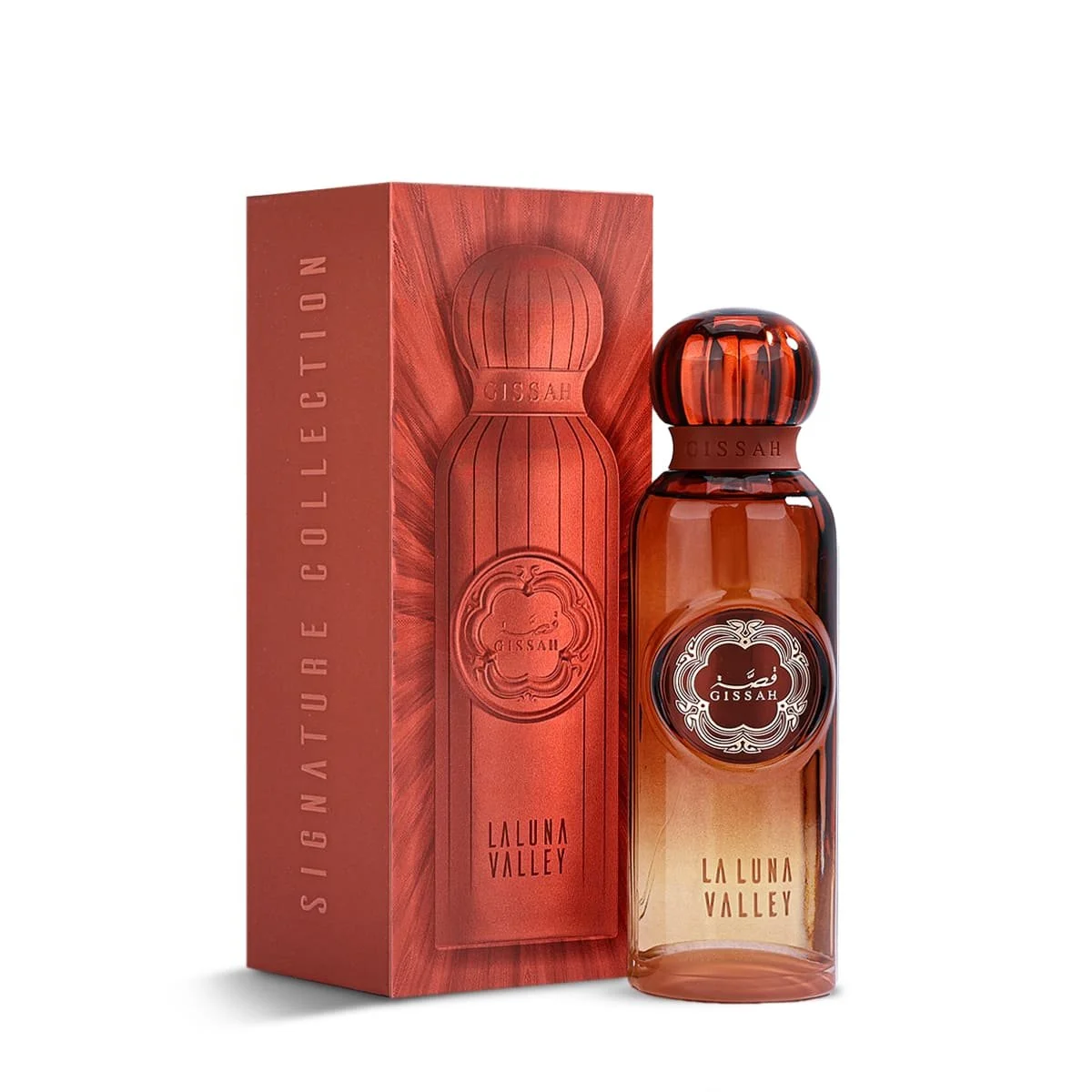 Gissah La Luna 75ml Eau de Parfum bottle beside its box
