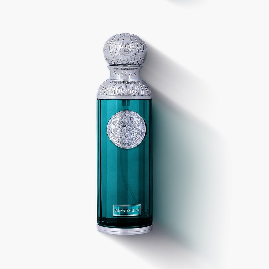 Siena Valley perfume bottle in white background – Gissah UK exclusive luxury scent - Al Rashid Galleria