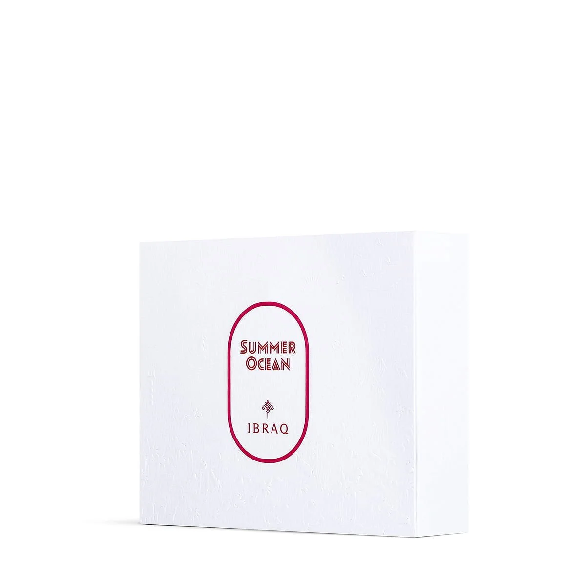 Front view of IBRAQ Summer Ocean Set box, luxury fragrance packaging UK