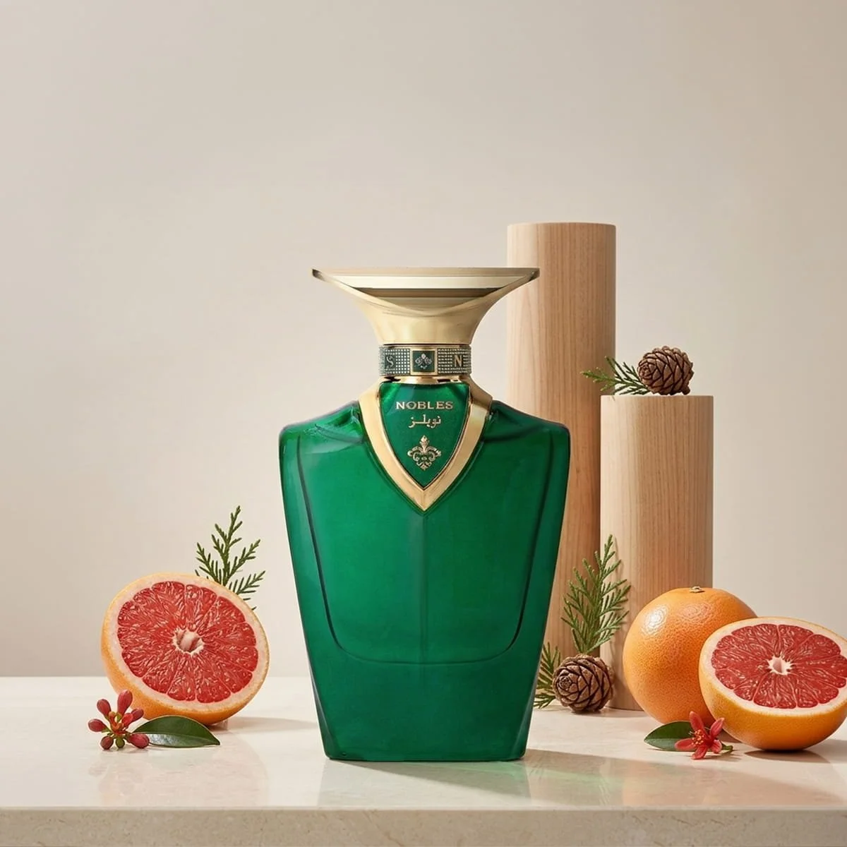 Arabian Oud Nobles perfume with grapefruit, ginger and leather ingredients, luxury fragrance UK