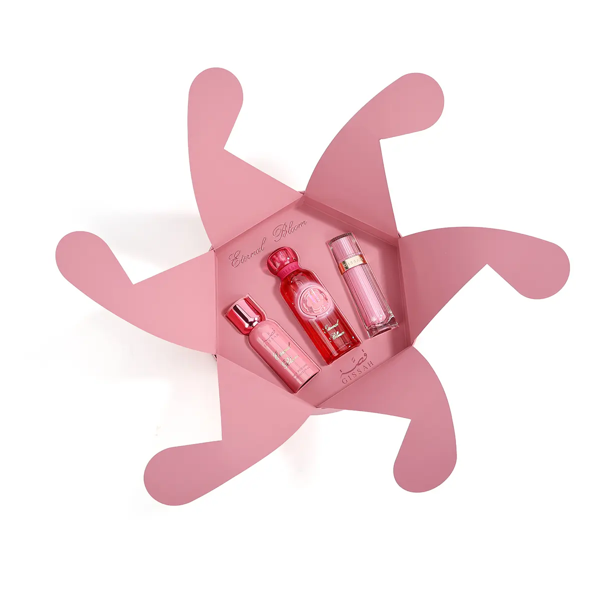 Gissah Eternal Bloom set with perfume, hair spray and body oil inside luxury case UK