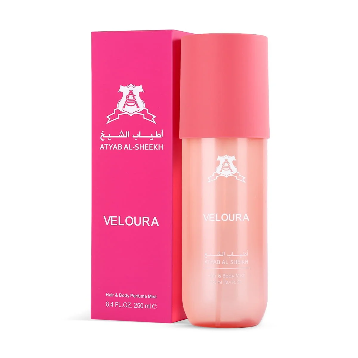 Atyab Al Sheekh Veloura Body Mist 250ml on white background UK