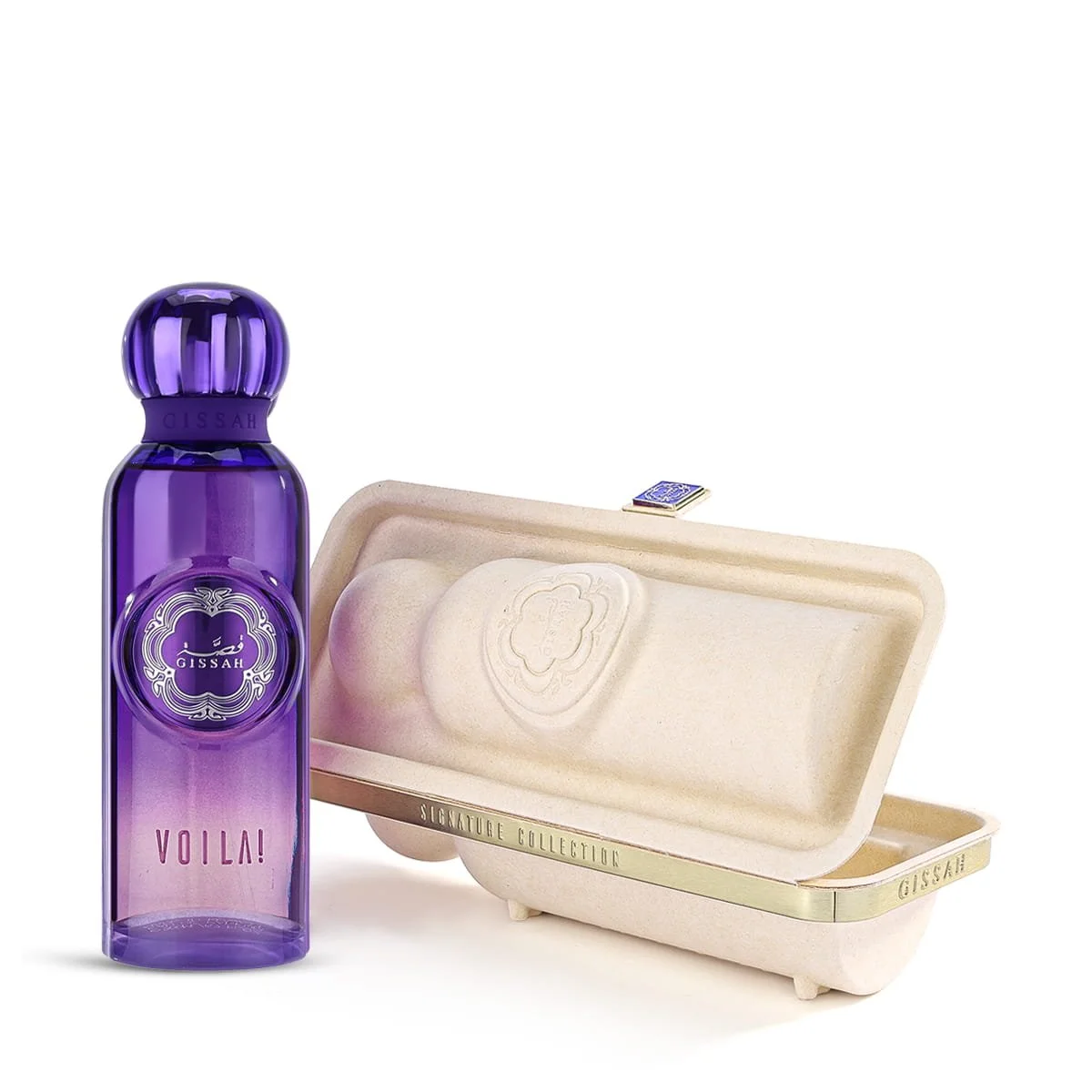 Gissah Voila Eau De Parfum next to luxury fragrance case UK