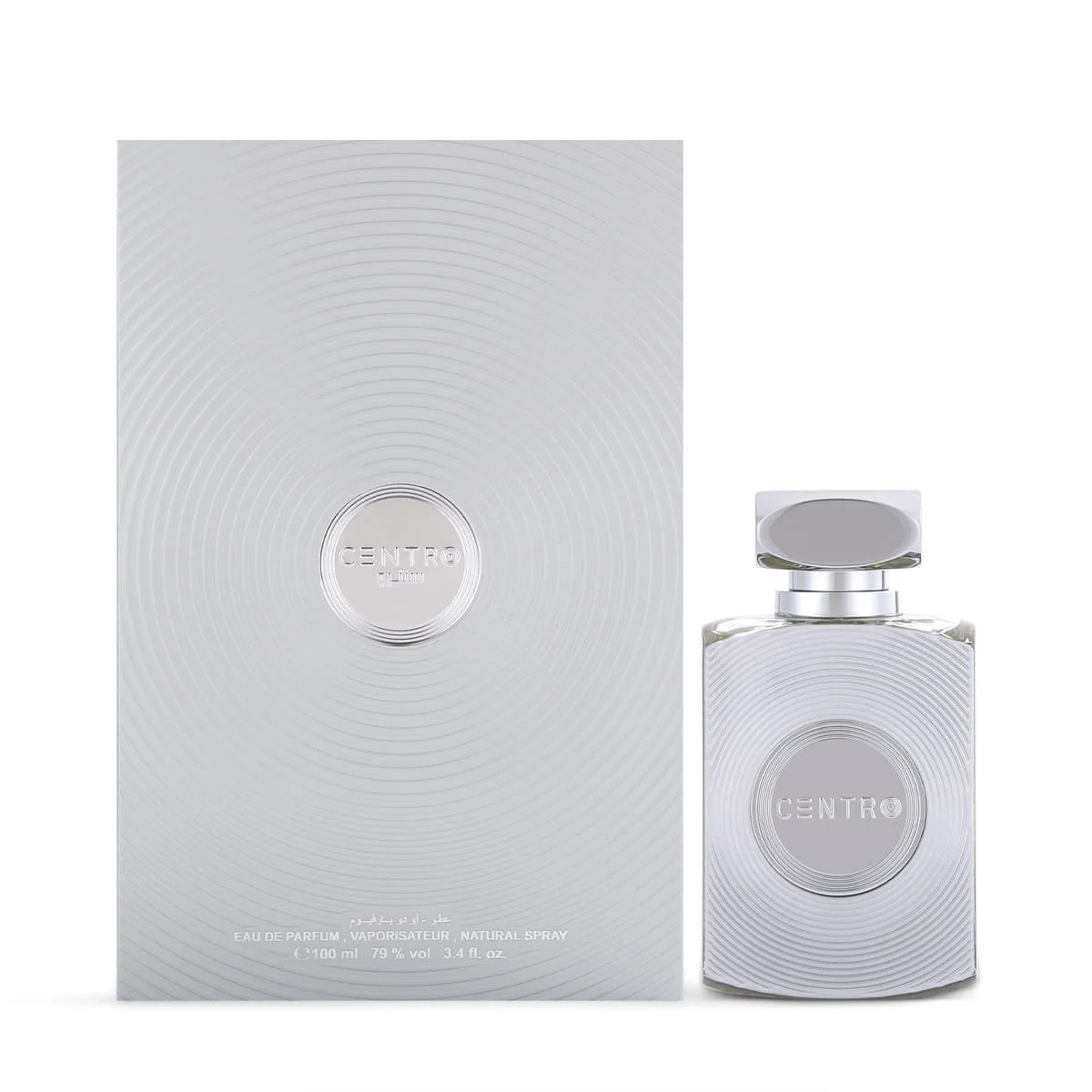 Arabian Oud Centro Eau De Parfum 100ml next to luxury branded box UK