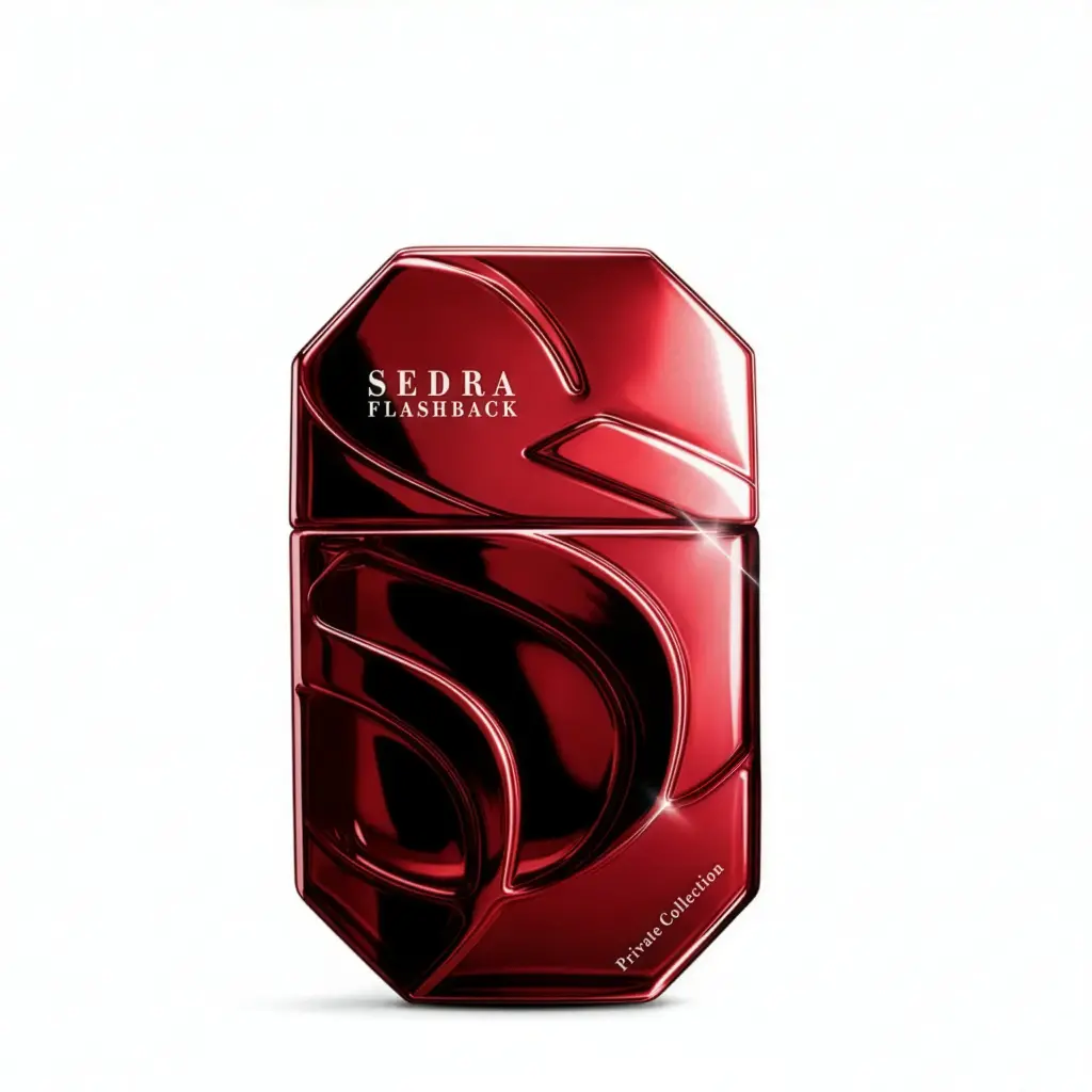 SEDRA Flashback eau de parfum 90ml on white background, luxury gourmand woody fragrance UK