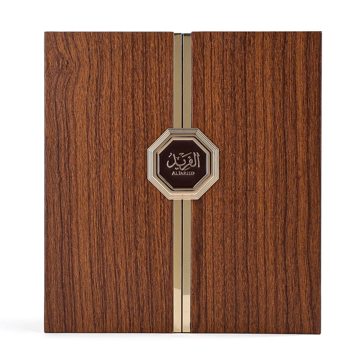 Front view of Arabian Oud Al Fareed perfume box, luxury Middle Eastern fragrance UK