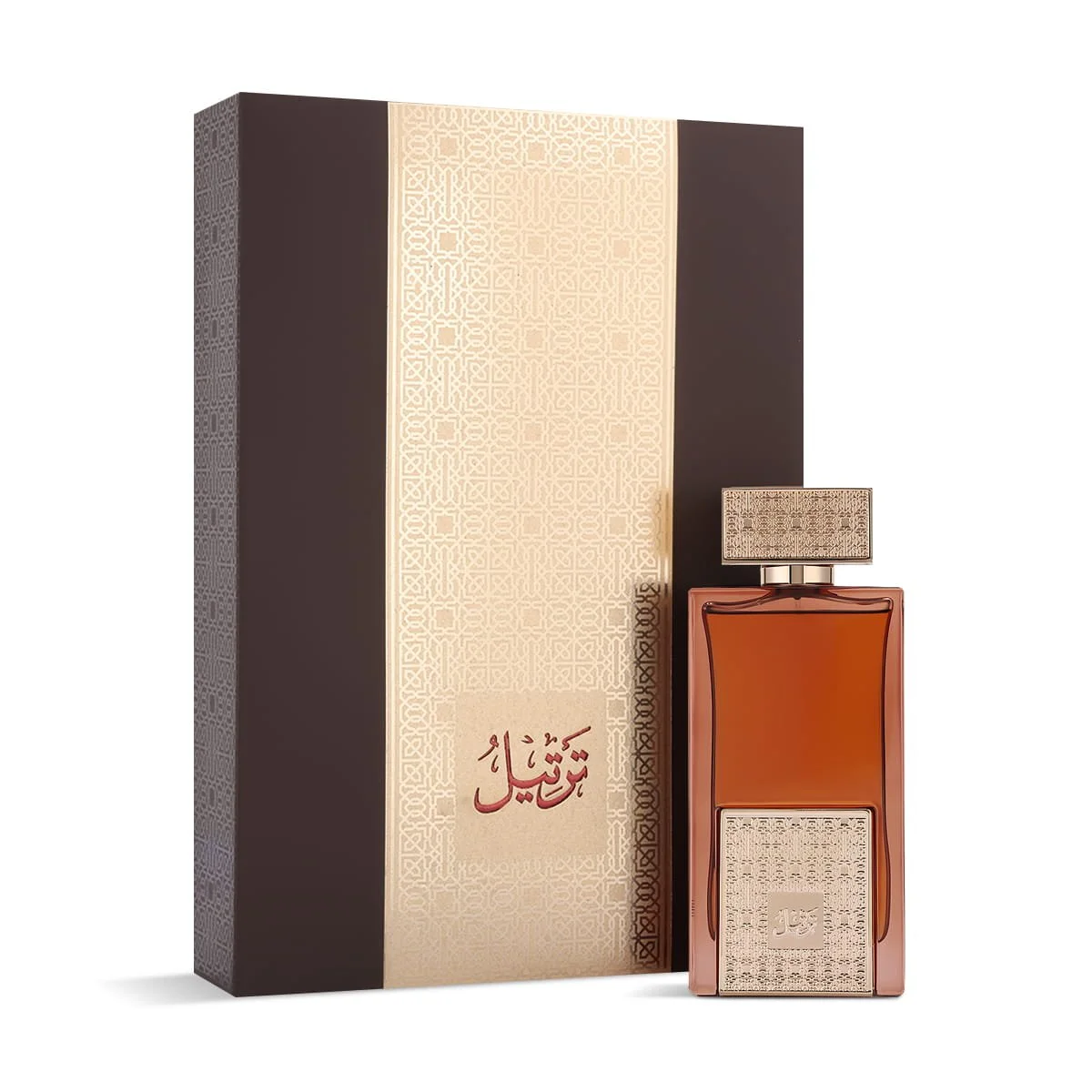 Arabian Oud Tarteel Gold Eau De Parfum 75ml next to luxury branded box UK