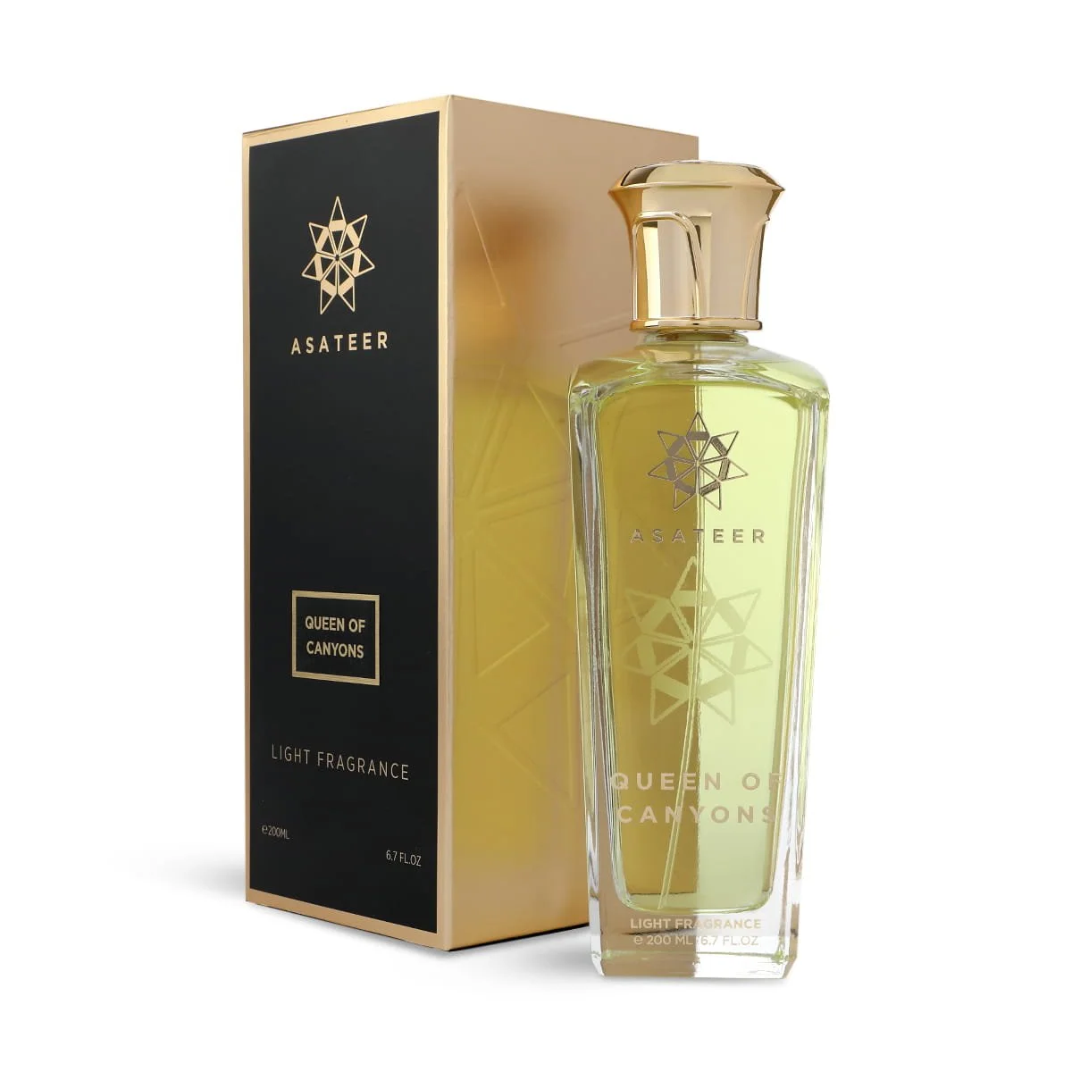 Asateer Queen Of Canyons Eau De Parfum 200ml beside luxury branded box UK