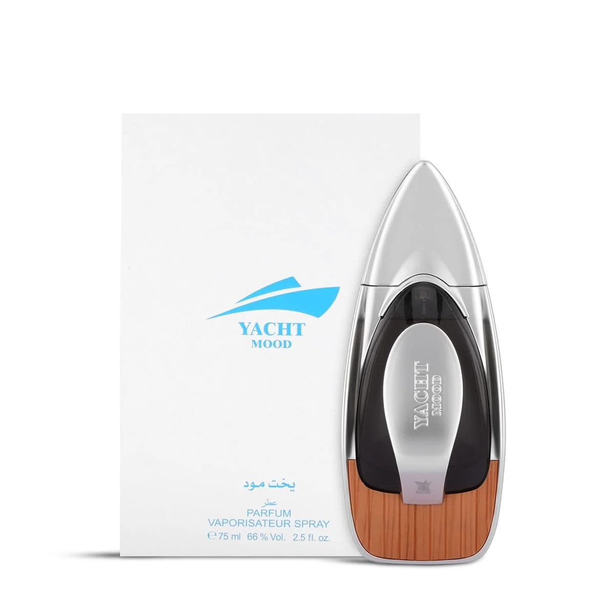 Arabian Oud Yacht Mood 75ml perfume displayed next to luxury box, fresh aquatic fragrance UK