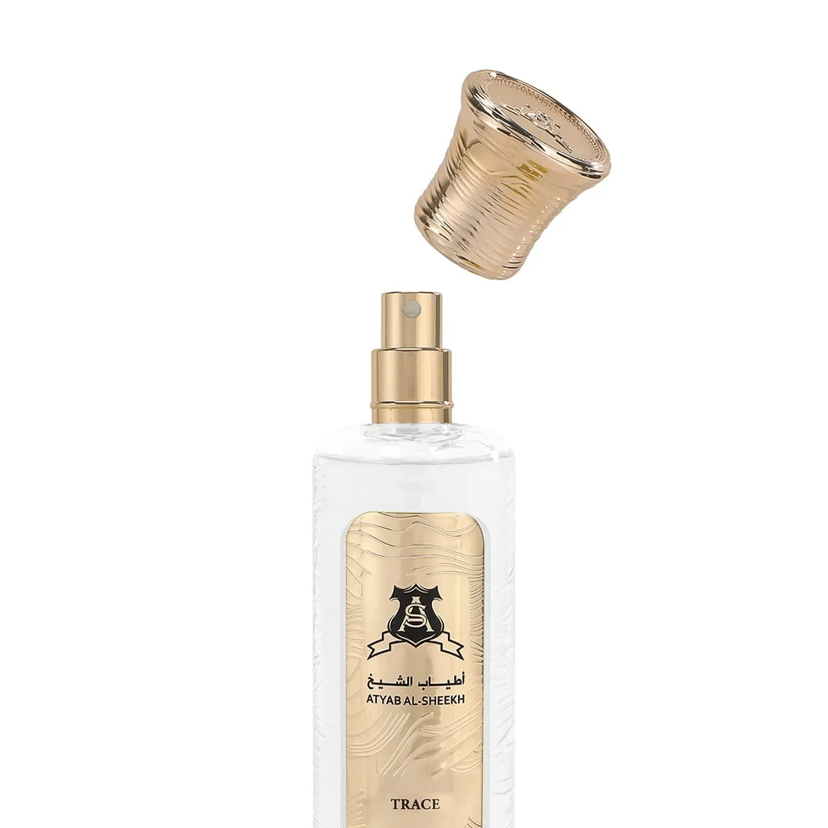 Trace by Atyab Al Sheekh 200ml bottle with the lid slightly opened showing the atomizer