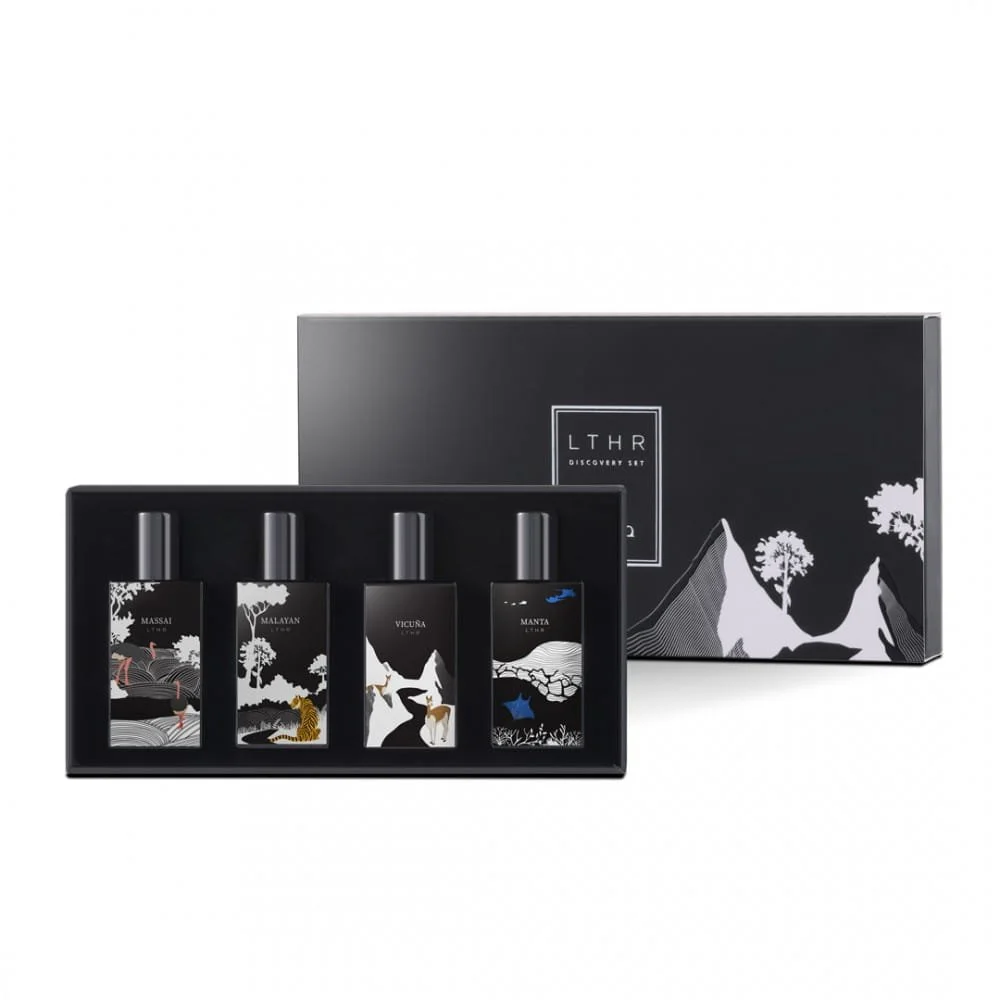 IBRAQ Mini Leather Collection 4x10ml perfumes inside luxury box, premium fragrance set UK
