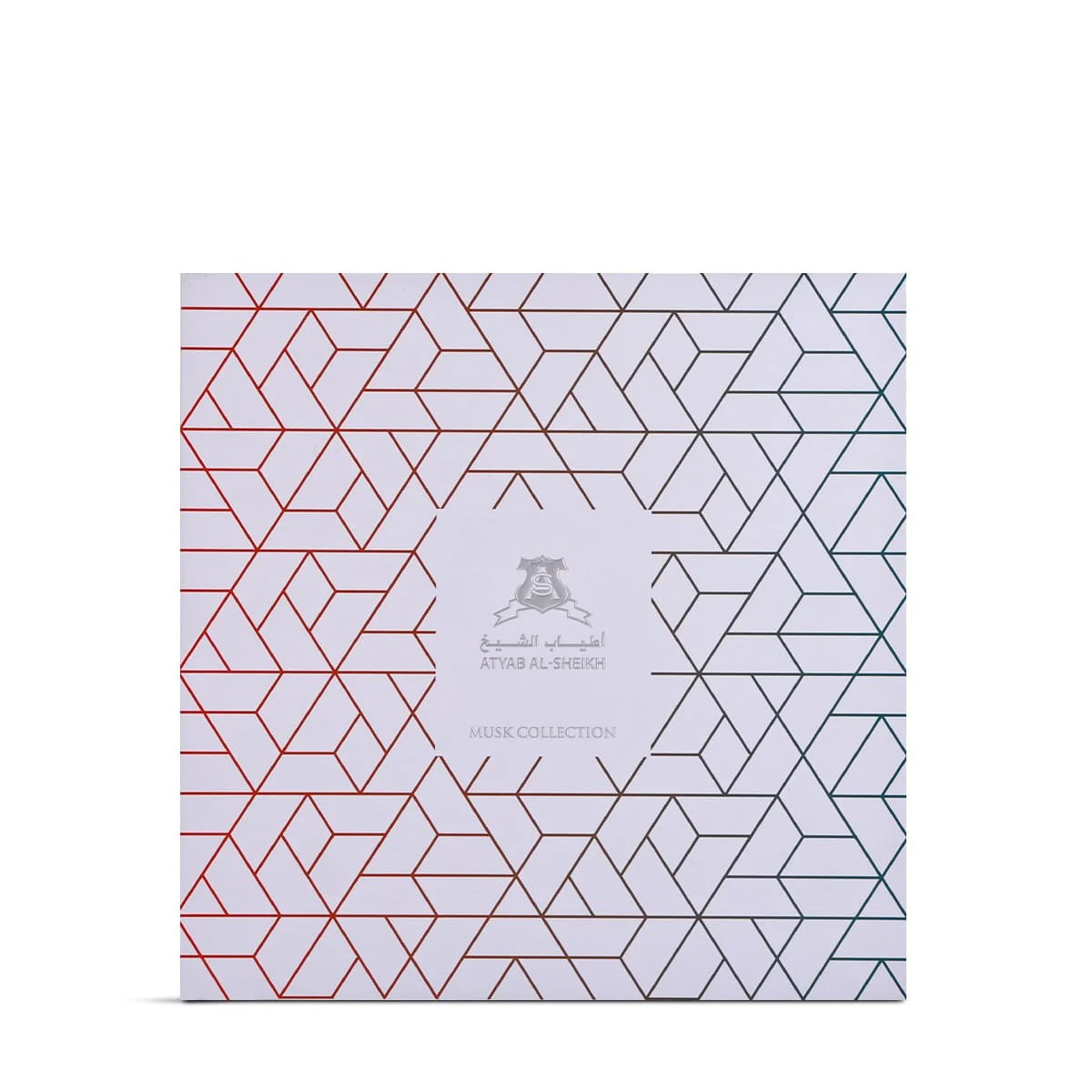 Front view of Atyab Al Sheekh Musk Collection luxury perfume box UK