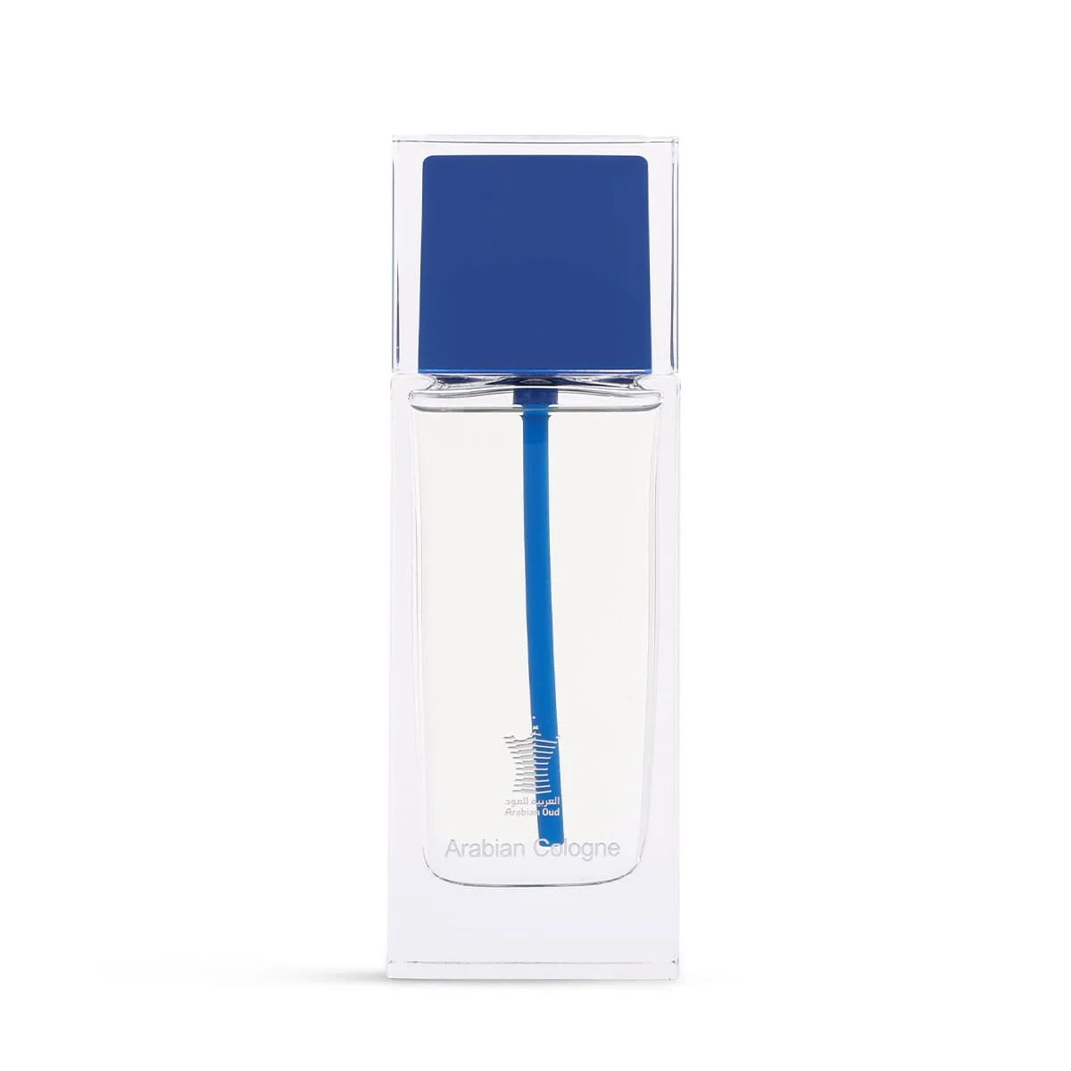 Arabian Oud Arabian Cologne Blue Eau De Cologne 100ml on white background, luxury spicy woody fragrance UK