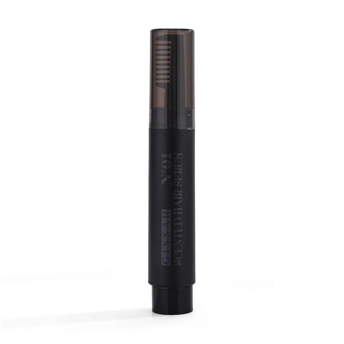 Back view of Gissah No.1 scented hair serum with product details, premium perfumed hair care by Gissah