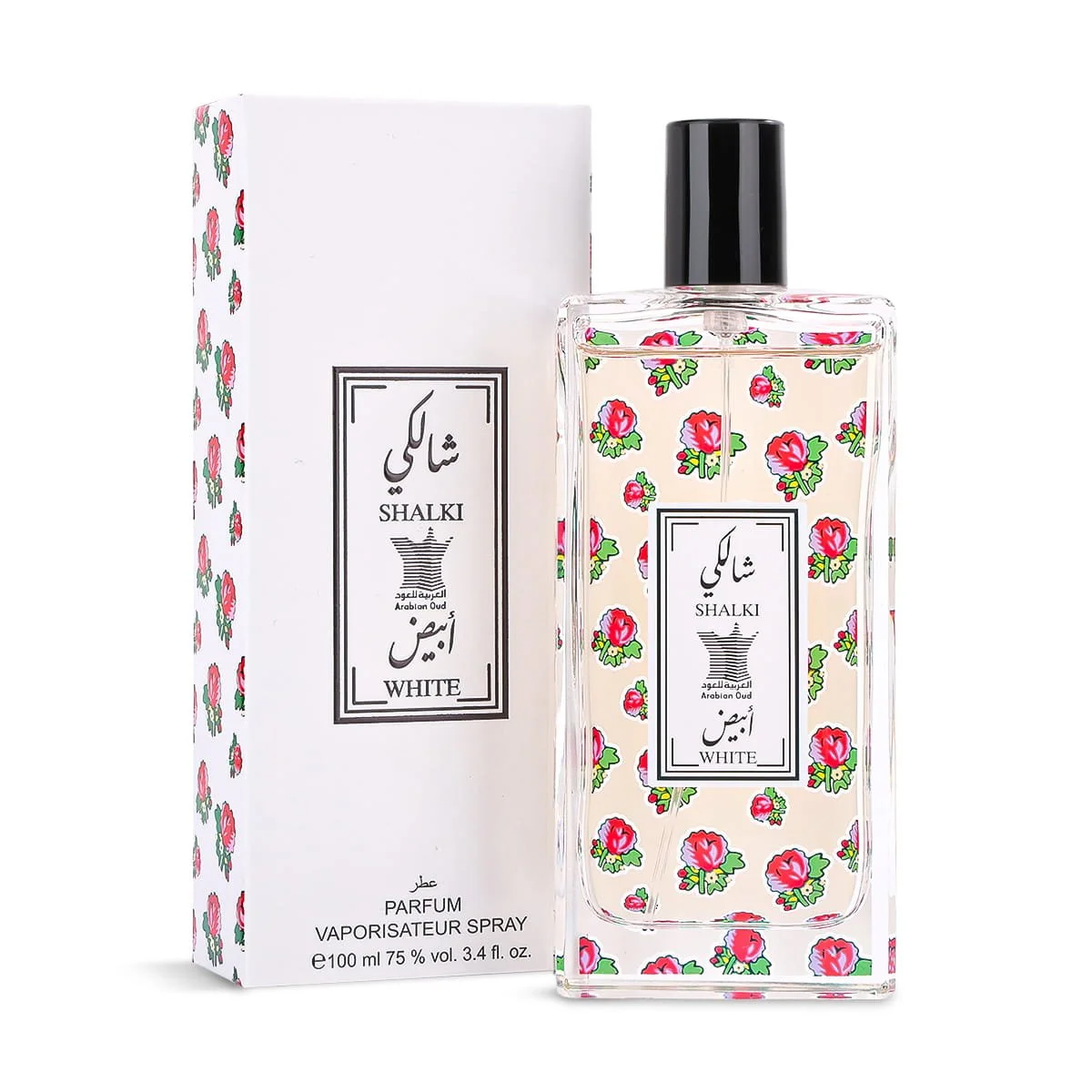 Arabian Oud Shalki White Eau De Parfum 100ml beside luxury branded box UK