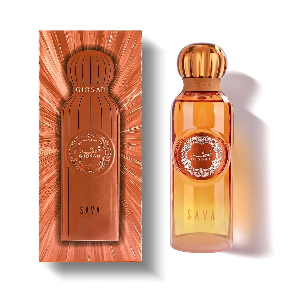 Gissah Sava perfume next to box, authentic luxury Arabian fragrance UK