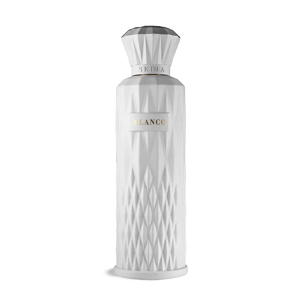 Sedra Blanco eau de parfum 200ml on white background, luxury fruity floral fragrance UK