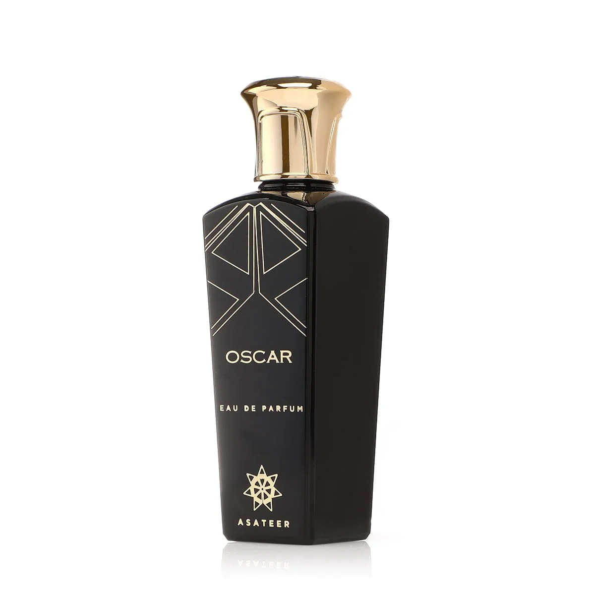 Angled view of Asateer Oscar Eau De Parfum 80ml luxury perfume bottle UK
