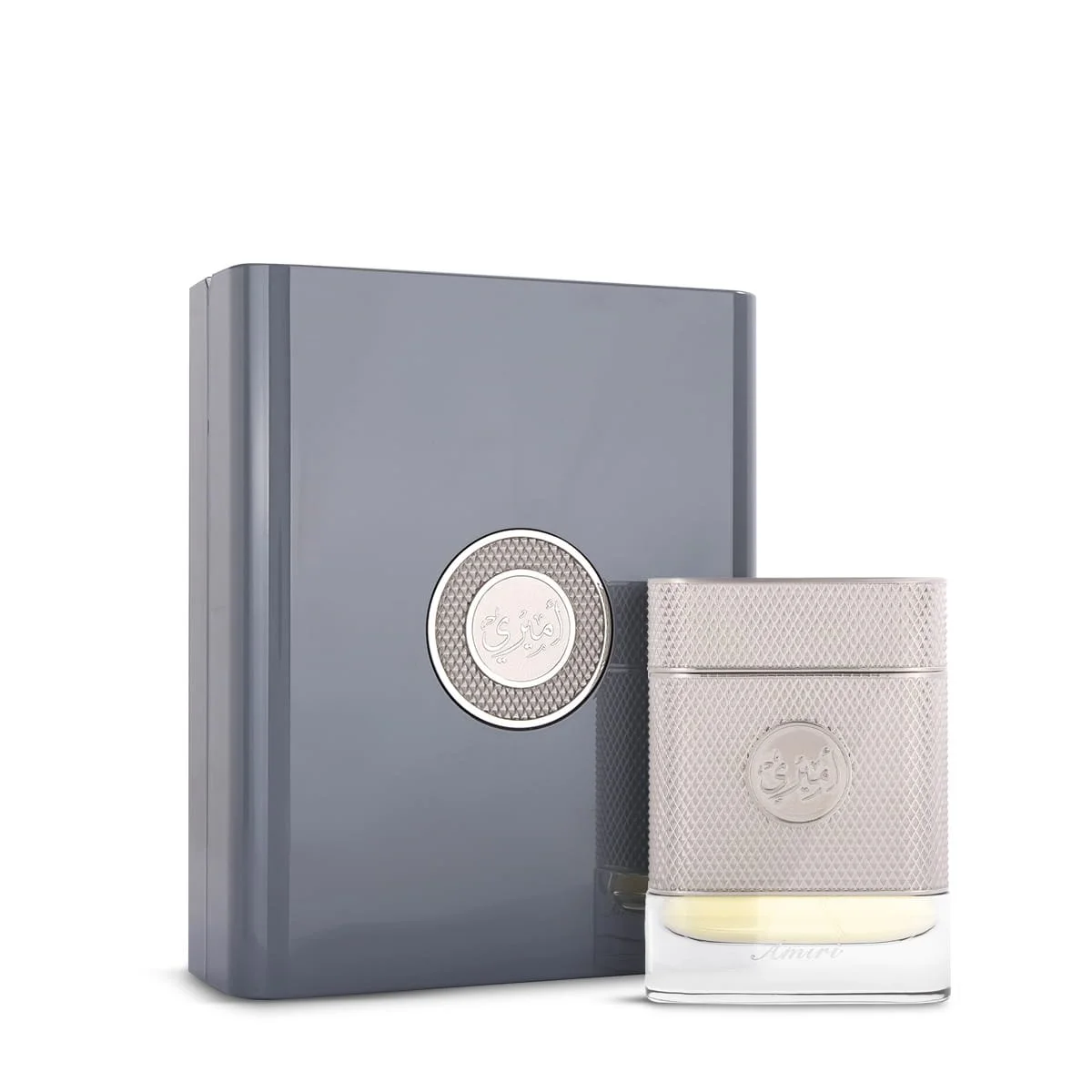 Arabian Oud Amiri 75ml perfume displayed next to luxury box, men’s spicy amber fragrance UK