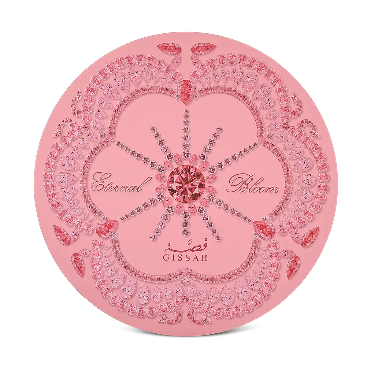 Gissah Eternal Bloom crystal box front view, luxury Arabian perfume gift set UK