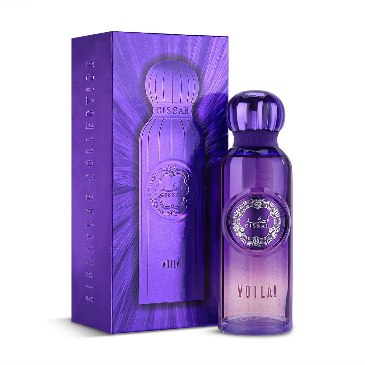Gissah Voila Eau De Parfum beside luxury branded box UK