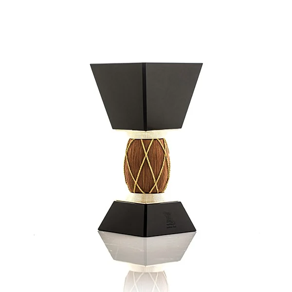 Arabian Oud Zaree gold incense burner angled view, premium bakhoor holder UK