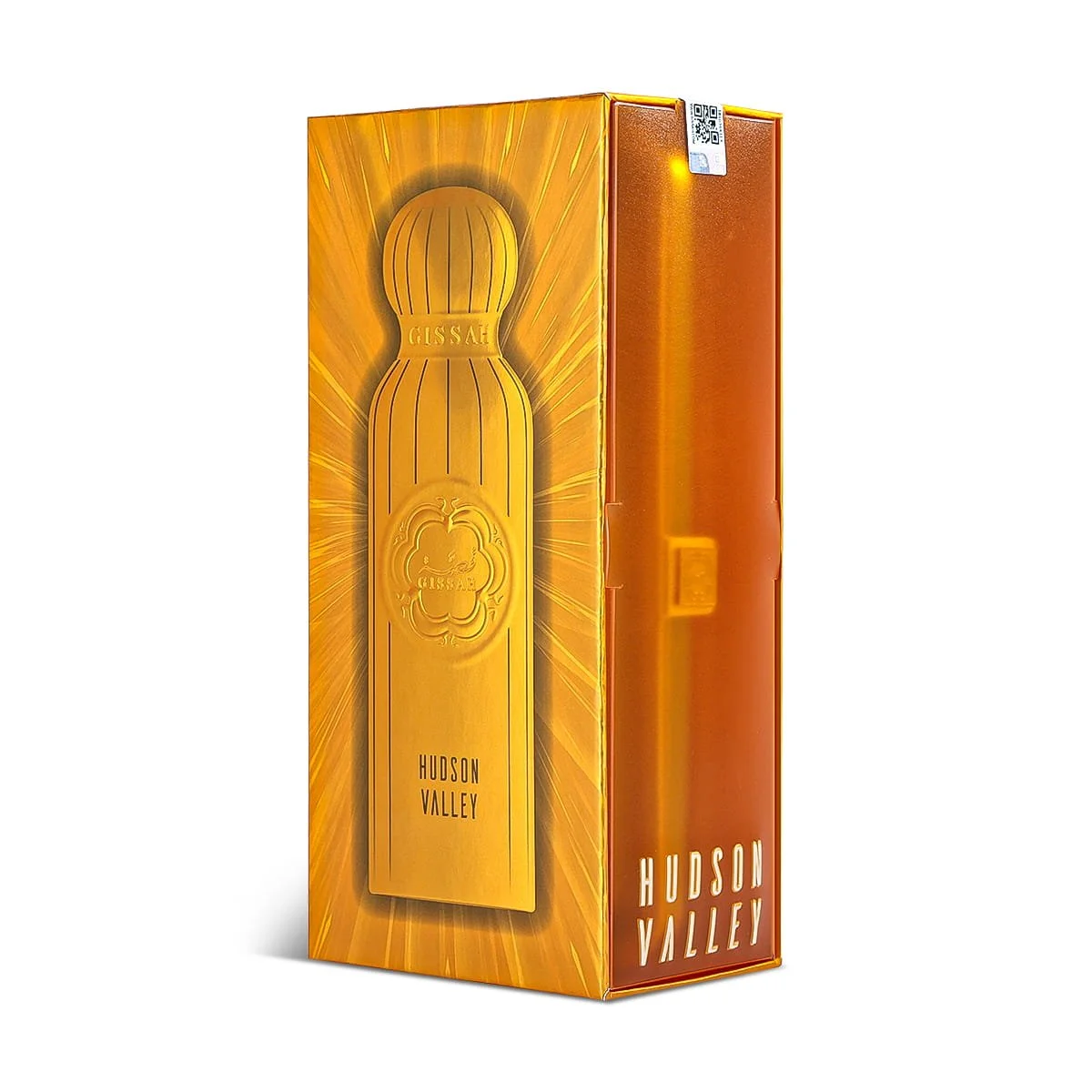 Gissah Hudson Valley perfume box front view, premium luxury packaging UK