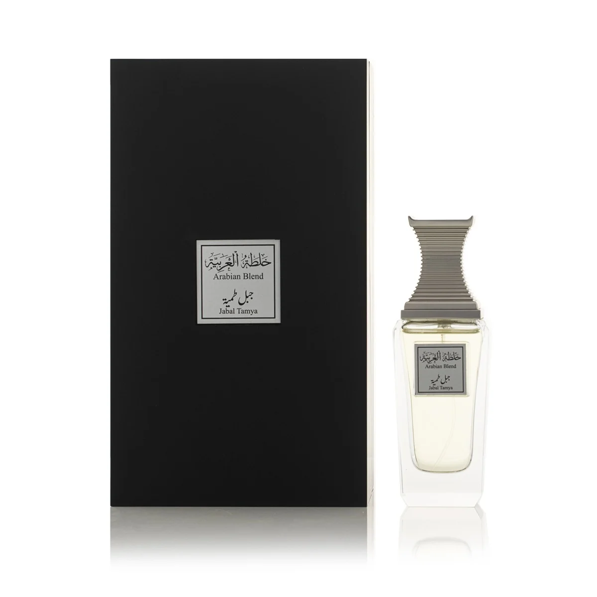Arabian Oud Jabal Tamya perfume next to luxury box, high-end fragrance UK