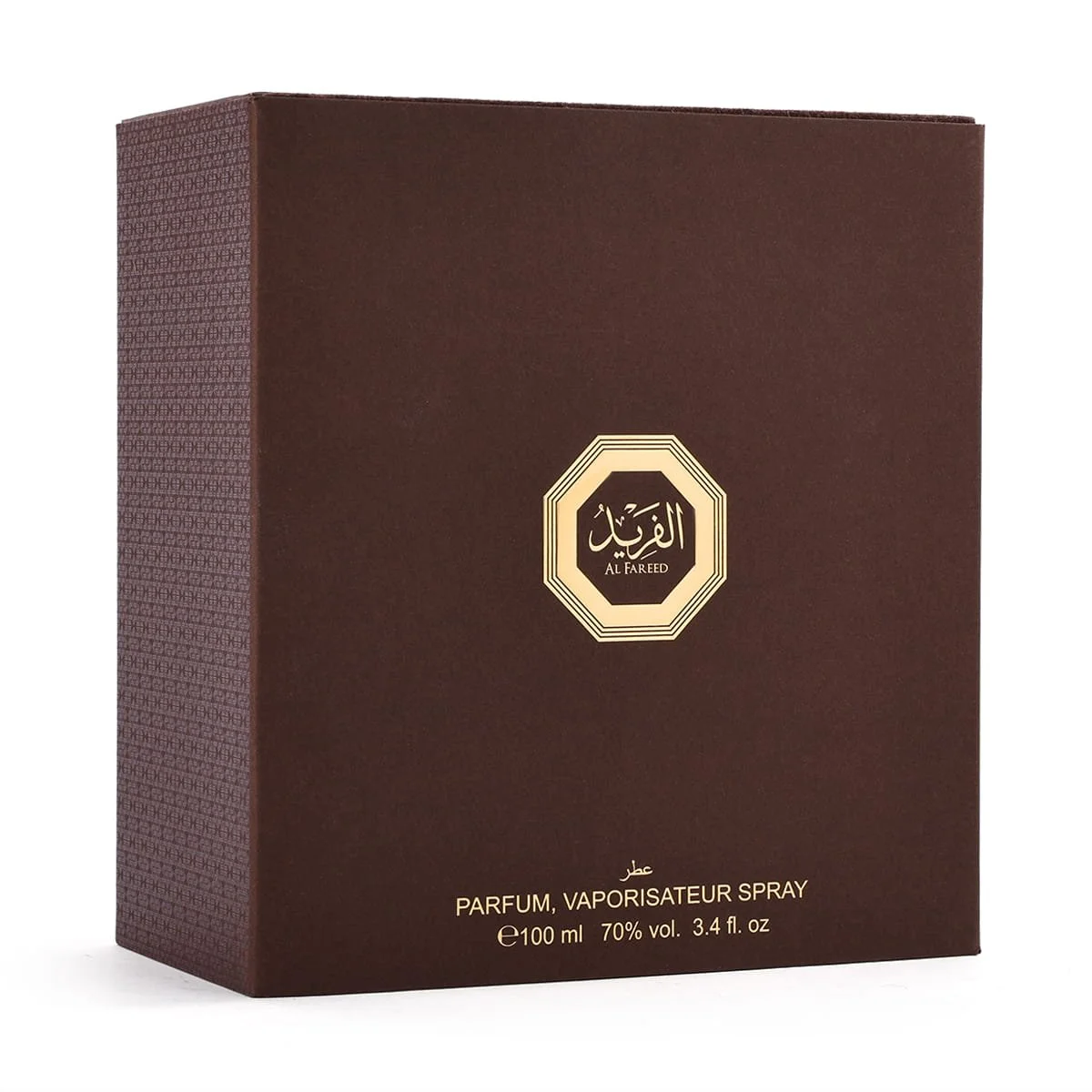 Arabian Oud Al Fareed box cover front showcasing logo, premium luxury packaging UK