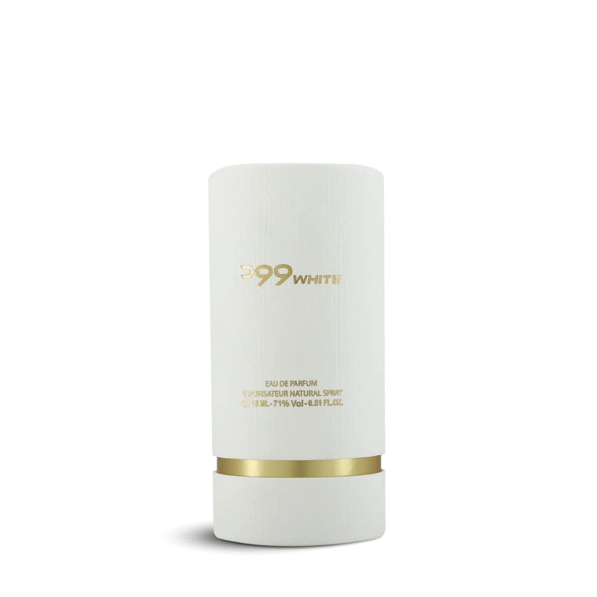 Front view of Al Majed Oud Wood White 15ml mini perfume box, premium packaging UK